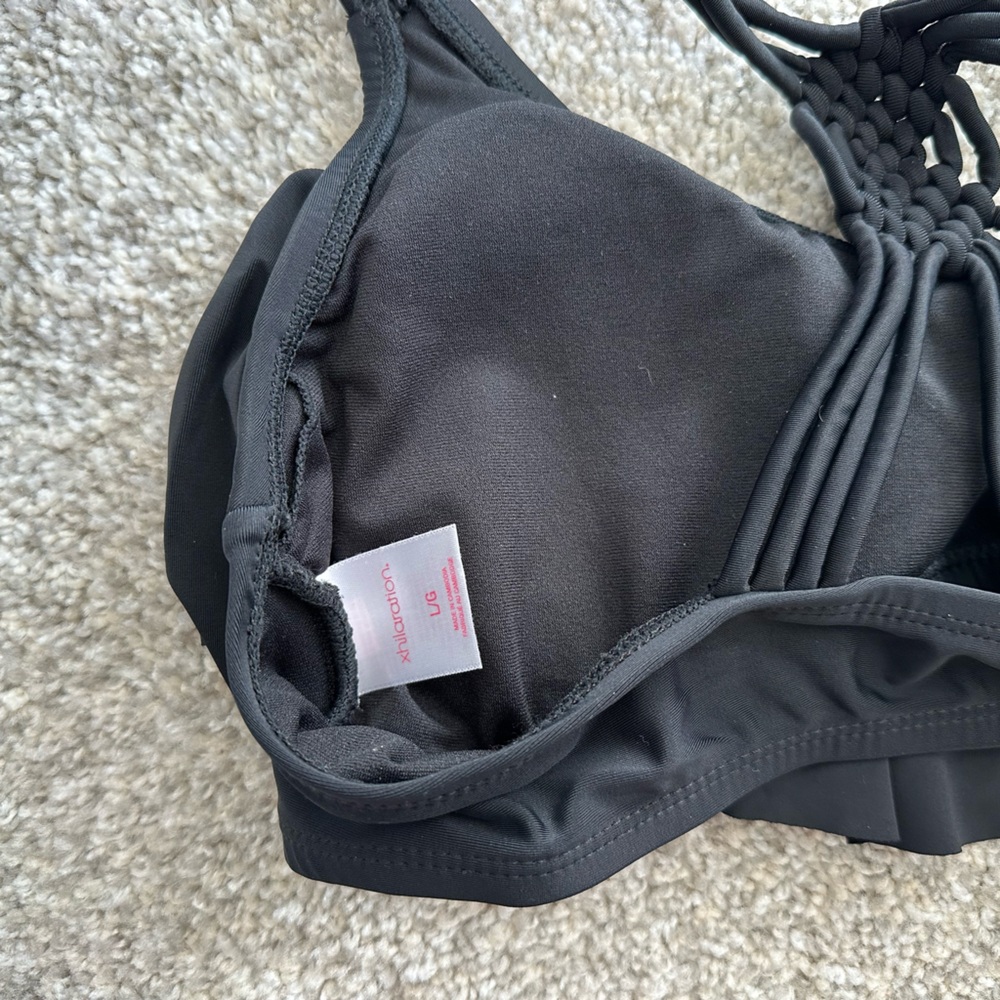 Women’s Xhilaration Black Ruffle Swim Top - Picture 2 of 5